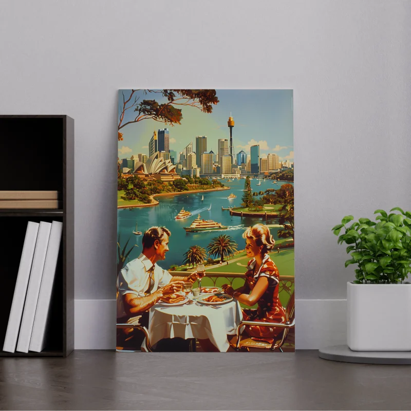 Dibond wanddecoratie met een vintage illustratie van Sydney