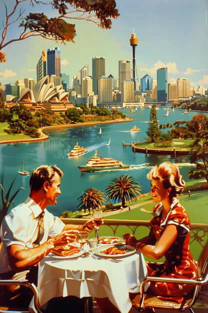 Dibond wanddecoratie met een vintage illustratie van Sydney