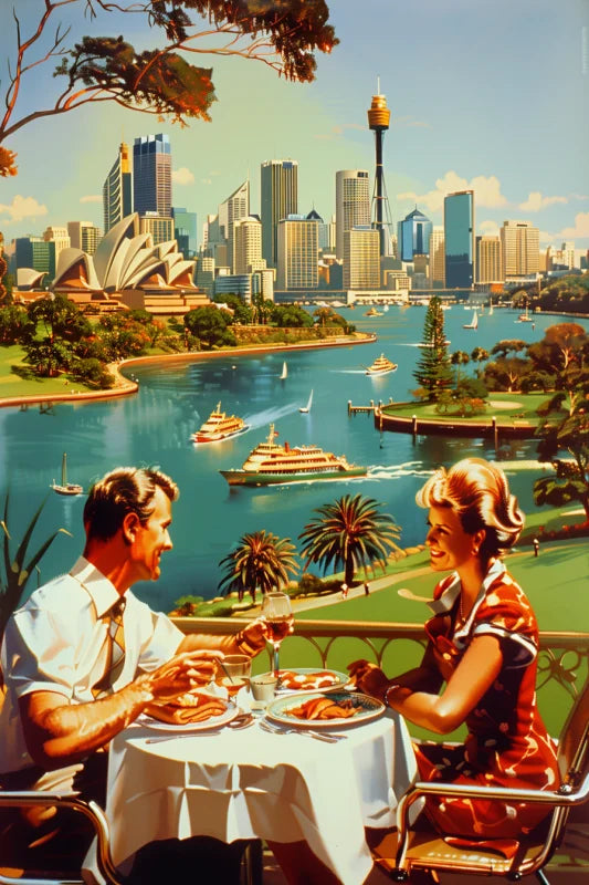 Dibond wanddecoratie met een vintage illustratie van Sydney