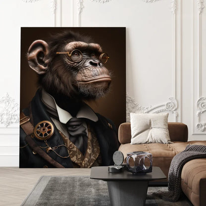 Wanddecoratie op plexiglas met een stoere en zelfverzekerde aap.