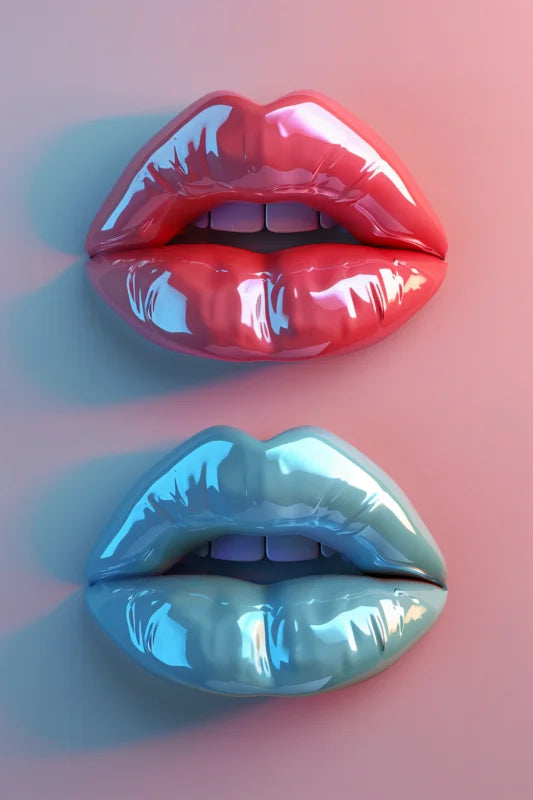 Plexiglas wanddecoratie van glanzende lippen in opvallende kleuren.