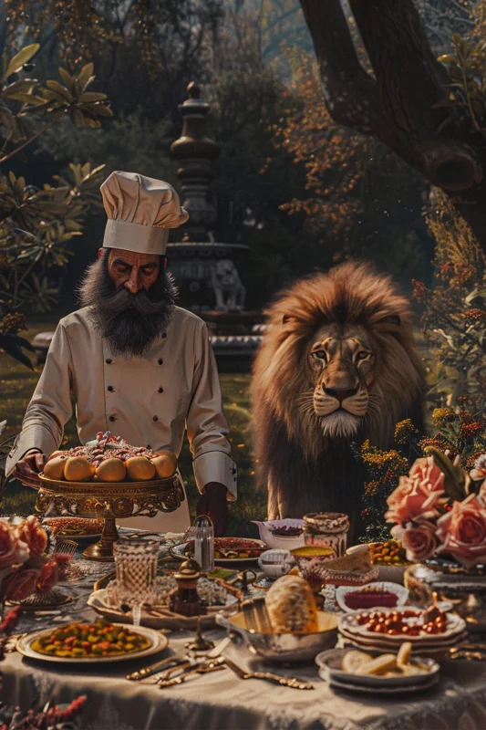 Wanddecoratie plexiglas Exclusieve culinaire ervaring in een safari-thema met exotische gerechten