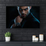 Wanddecoratie plexiglas met een krachtig portret in schaduwrijke tinten