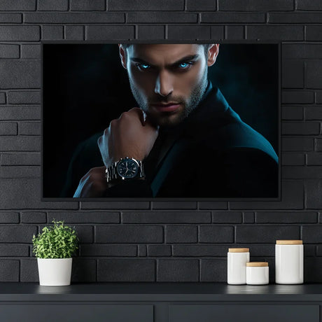 Wanddecoratie plexiglas met een krachtig portret in schaduwrijke tinten