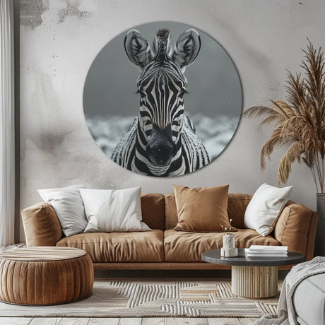 Dibond muurcirkel van een zebra
